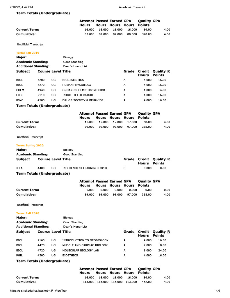 Academic Transcript part 4